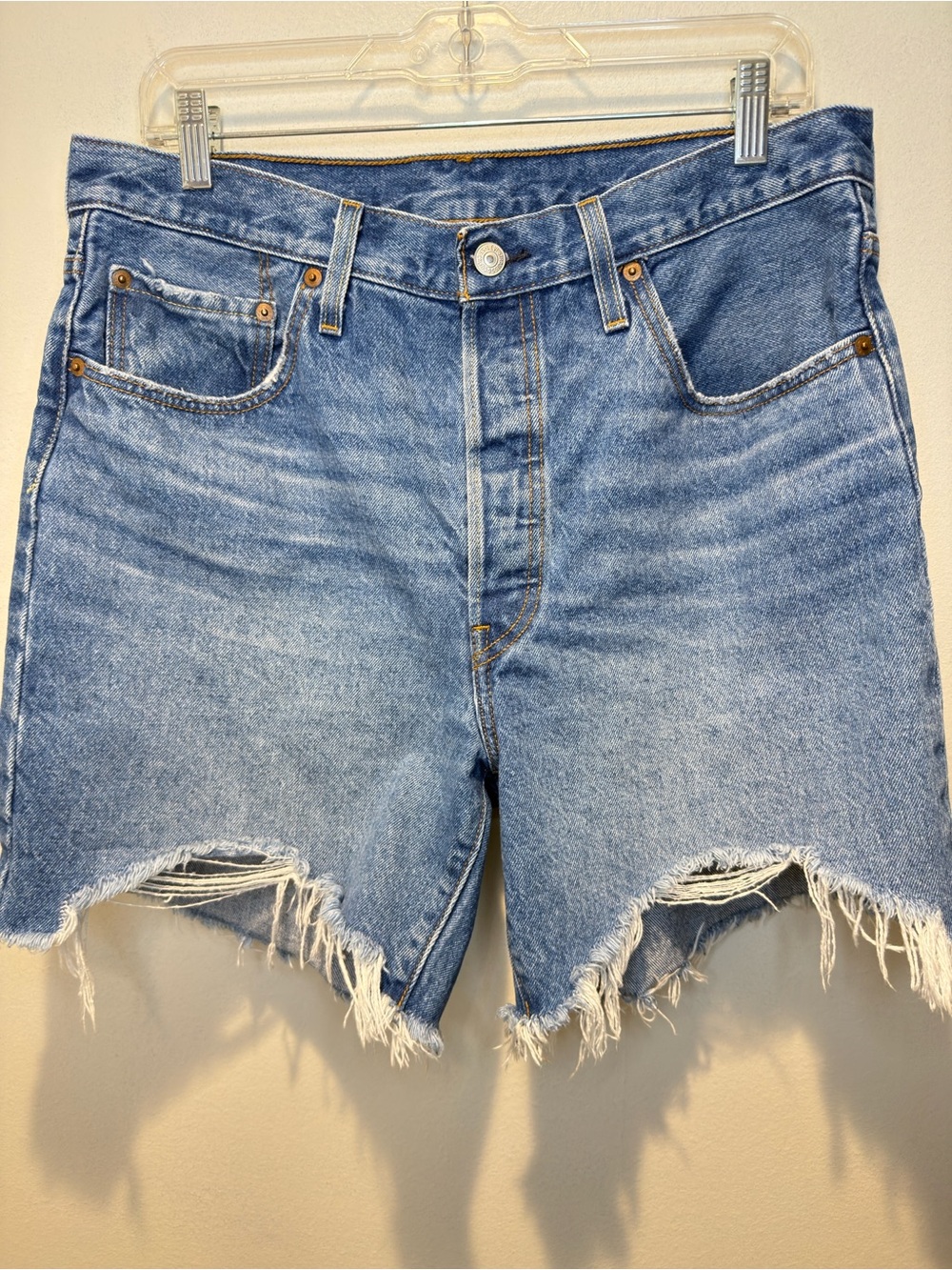 Levi’s 501 Blue Jean Denim Distressed Shorts Size 32